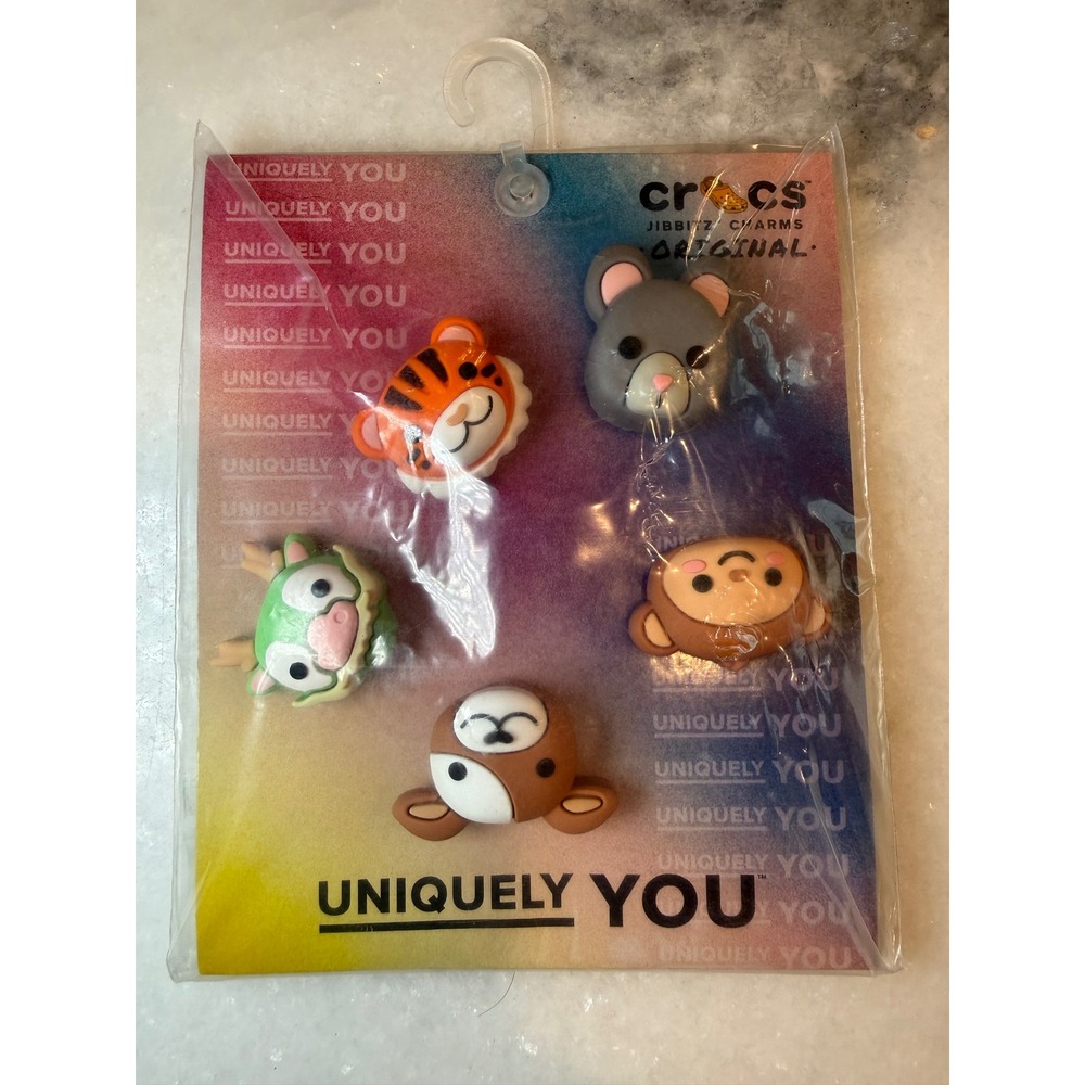 Crocs Jibbitz Charms Kids OS Multi Animal 5-Pack Tiger Koala Monkey Dragon Sloth